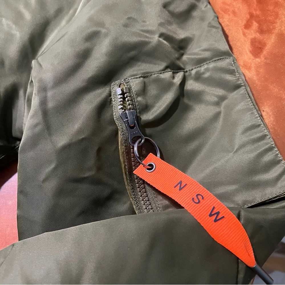 Nike NSW Insulated Long Varsity Bomber Jacket Green Camo Orange  Jacket small